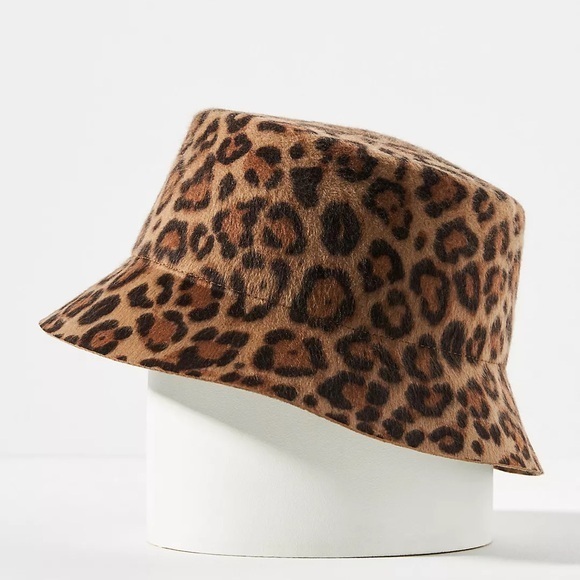 Anthropologie Accessories - Anthropologie Wyeth Cheetah Felt Bucket Hat